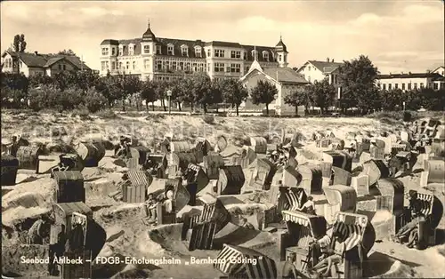 Ahlbeck Ostseebad FDGB Erholungsheim Bernhard Goering Strandkoerbe Kat. Heringsdorf Insel Usedom