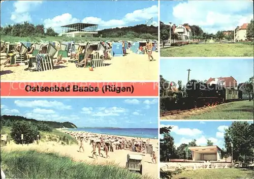 Baabe Ostseebad Ruegen HOG Inselparadies Strand Rasender Roland Dampflokomotive Konzertplatz Kat. Baabe