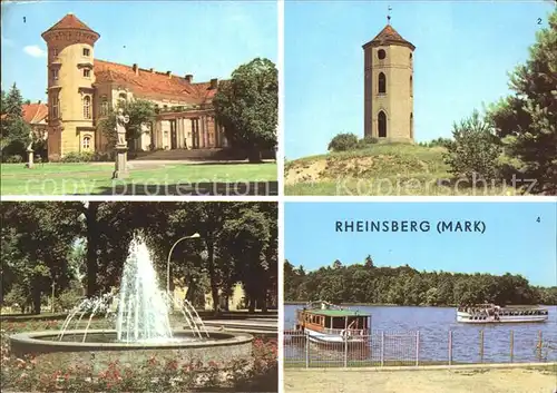 Rheinsberg Schloss jetzt Sanatorium Leuchtturm Springbrunnen Rheinsberger See Boot Kat. Rheinsberg