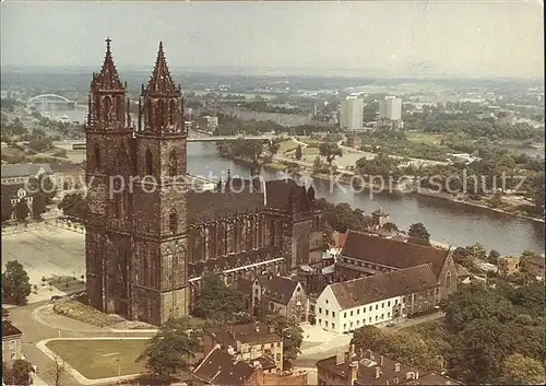 Magdeburg Dom Elbe Luftbildserie Interflug Kat. Magdeburg