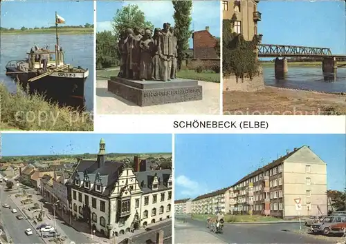 Schoenebeck Elbe Dampferanlegestelle Denkmal Bruecke Platz Wohnbauneugebiet Kat. Schoenebeck