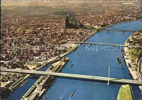 Koeln Rhein Severinsbruecke Deutzer Bruecke Hohenzollernbruecke Fliegeraufnahme Kat. Koeln