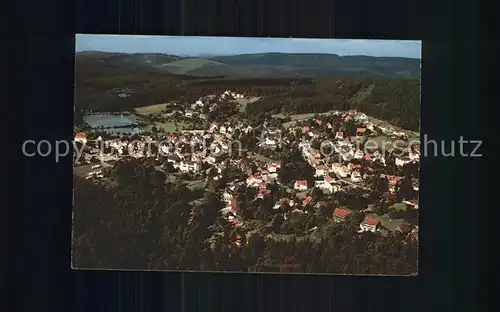 Hahnenklee Bockswiese Harz Heilklimatischer Kurort Wintersportplatz Fliegeraufnahme Kat. Goslar