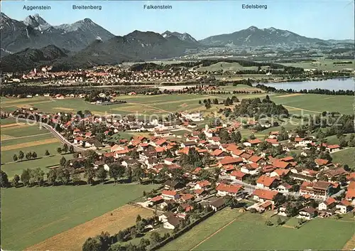 Schwangau Dorf der Koenigsschloesser Alpenpanorama Fliegeraufnahme Kat. Schwangau