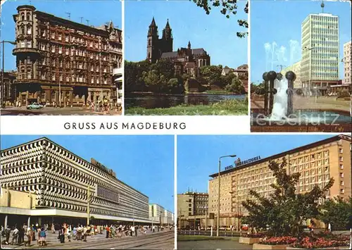 Magdeburg Hasselbachplatz Elbe Dom Karl Marx Strasse Centrum Warenhaus Hotel International Kat. Magdeburg