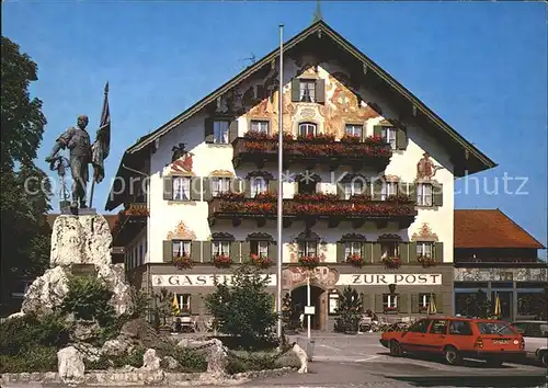 Kochel See Schmied von Kochel Denkmal Hotel zur Post Fassadenmalerei Kat. Kochel a.See