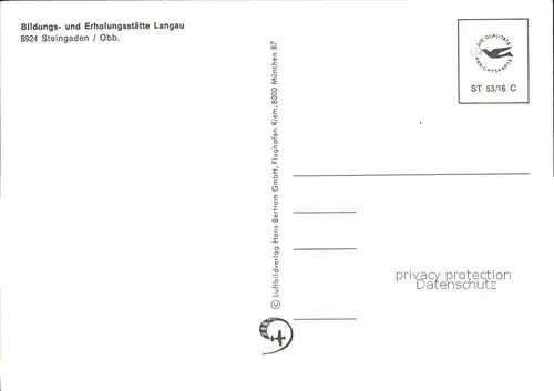 Steingaden Oberbayern Bildungsstaette Erholungsstaette Langau Alpenkette Fliegeraufnahme Kat. Steingaden