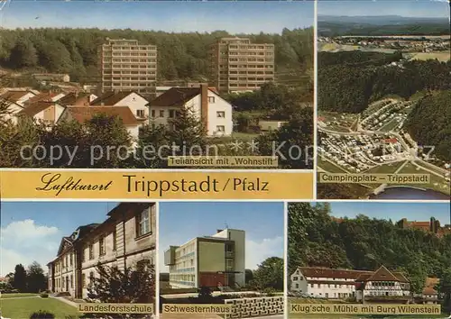 Trippstadt Fliegeraufnahme Camping Klugsche Muehle mit Burg Wilenstein Landesforstchule Wohnstift Kat. Trippstadt