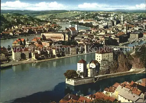 Passau Fliegeraufnahme Dreifluessestadt Kat. Passau