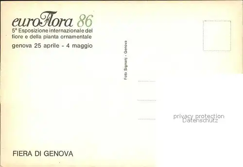 Genova Genua Liguria Euro Flora 86 Kat. Genova