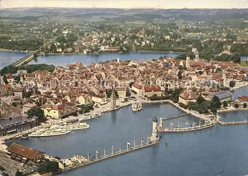 Lindau Bodensee Fliegeraufnahme Hafen Kat. Lindau (Bodensee)