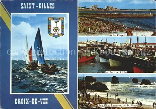Saint Gilles Croix de Vie Vendee Hafen Gesamtansicht Brandung Segelregatta Kat. Saint Gilles Croix de Vie