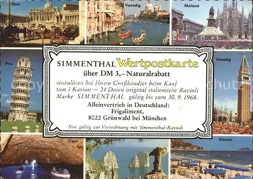 Muenchen Simmenthal Ravioli Wertpostkarte Kat. Muenchen