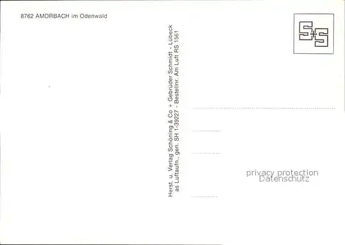 Amorbach Odenwald Fliegeraufnahme Kat. Amorbach