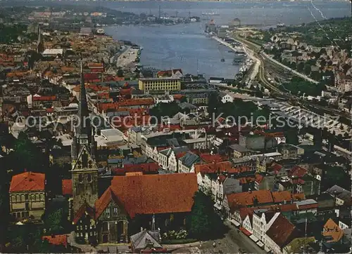 Flensburg Kirche Hafen Flensburger Foerde Fliegeraufnahme Kat. Flensburg