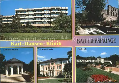 Bad Lippspringe Karl Hansen Klinik Quelle Prinzenpalais Kurhotel Burgruine Kat. Bad Lippspringe