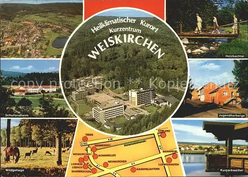 Weiskirchen Saar Kurort Holzbachtal Jugendherberge Kurpark Weiher Wildgehege Schullandheim Fliegeraufnahme Kat. Weiskirchen Saar