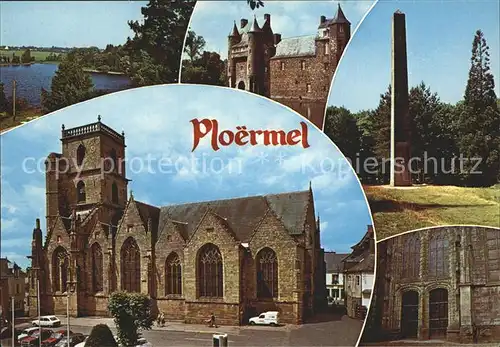Ploermel Eglise Saint Armel Portail Etang Chateau Colonne Kat. Ploermel