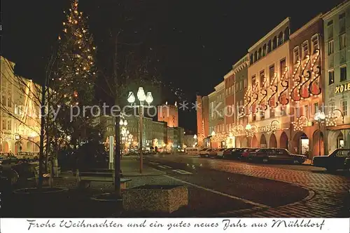 Muehldorf Inn Stadtplatz zur Weihnachtszeit Weihnachtskarte Neujahrskarte Kat. Muehldorf a.Inn