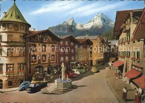 Berchtesgaden Marktplatz Brunnen Watzmann Berchtesgadener Alpen Kat. Berchtesgaden