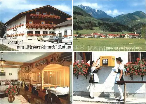 Rottau Chiemgau Gasthof zum Messerschmied Restaurant Trachten Blick zur Gedererwand Kat. Grassau