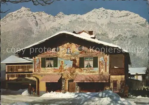 Garmisch Partenkirchen Altes Haus Fassadenmalerei Kramer Ammergauer Alpen Huber Karte Nr 8348 Kat. Garmisch Partenkirchen