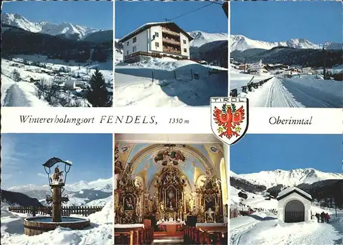 Fendels Oberinntal Glockenturmgebirge Gasthof Burgschroffen Dorfbrunnen Kirche Kapelle Wintersportplatz Kat. Fendels