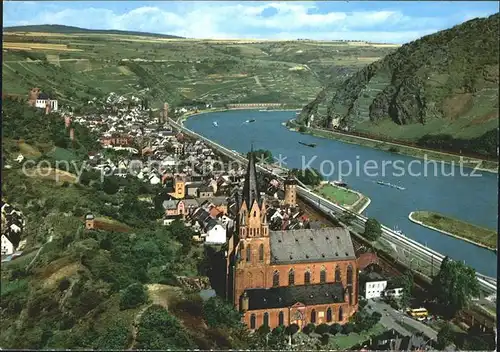 Oberwesel Rhein Fliegeraufnahme Rheinpartie / Oberwesel /Rhein-Hunsrueck-Kreis LKR