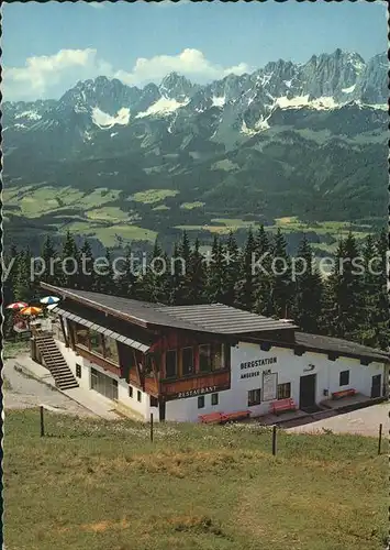 St Johann Tirol Bergstation Angerer Alm mit Wildem Kaiser Kat. St. Johann in Tirol