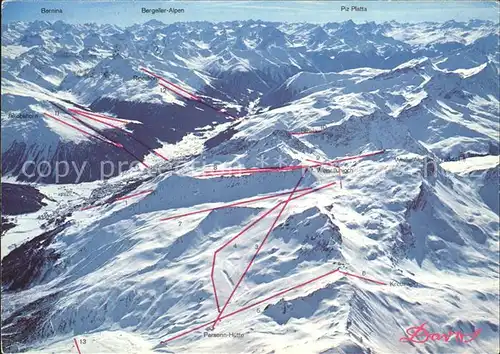 Davos GR Fliegeraufnahme Skigebiet Kat. Davos