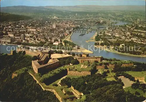 Koblenz Rhein Fliegeraufnahme mit Festung Ehrenbreitstein Kat. Koblenz