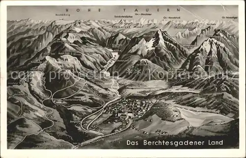 Berchtesgaden Panoramakarte Hohe Tauern Lockstein Gr. Venediger Kat. Berchtesgaden
