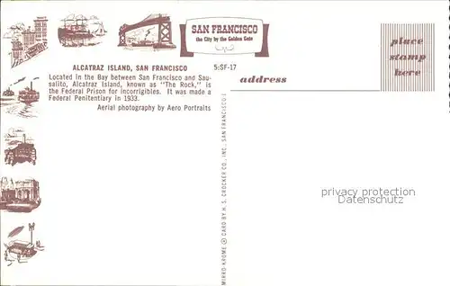 San Francisco California Alcatraz Island  Kat. San Francisco