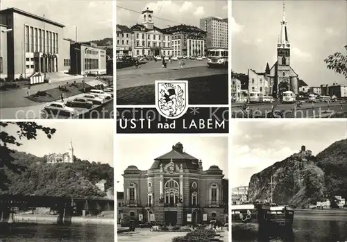 Usti nad Labem Kirche Schiff Bruecke  Kat. Usti nad Labem