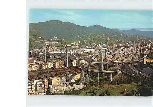 Genova Genua Liguria Fliegeraufnahme mit Hochstrasse Kat. Genova