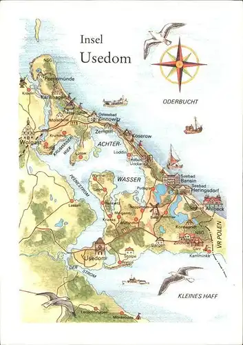 Usedom Karte der Insel Kat. Usedom