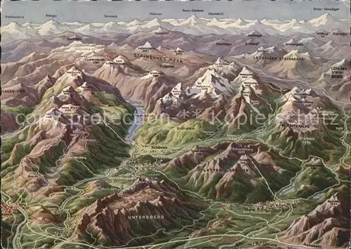 Berchtesgaden Untersberg Steinernes Meer Reliefkarte Kat. Berchtesgaden