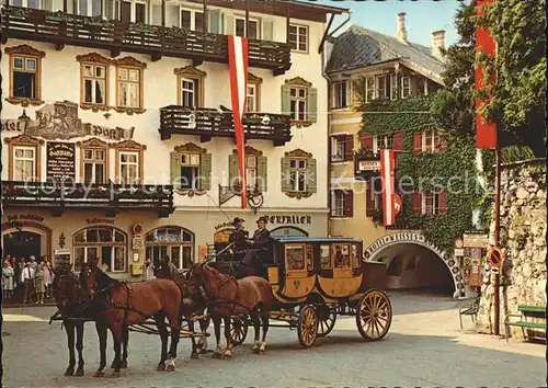 St Wolfgang Salzkammergut Hotel Post Zufahrt zum Weissen Roessl Historische Postkutsche Kat. St. Wolfgang im Salzkammergut