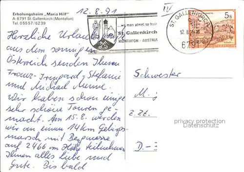 St Gallenkirch Vorarlberg Erholungsheim Maria Hilf  Kat. St. Gallenkirch