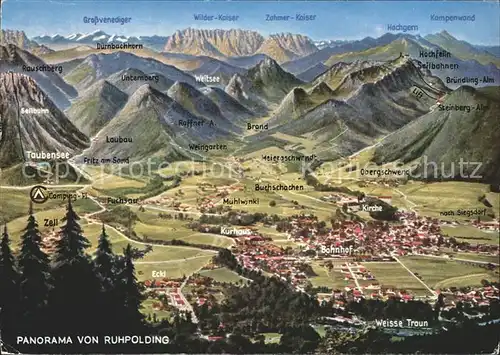 Ruhpolding Panoramakarte Buchschauchen Obergschwend Hochfelln Kat. Ruhpolding