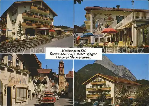 Mittenwald Bayern Terrassen Cafe Hotel Rieger Bozner Weinstuben Kat. Mittenwald