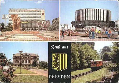 Dresden Interhotel Bastei Filmtheater Prager Strasse Pioniereisenbahn Kat. Dresden Elbe