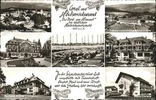 Hoechenschwand Hotel Sonnenhof Kurhaus Kurheim Sanatorium Schwarzwald Alpenkette Kat. Hoechenschwand