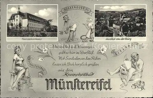 Muenstereifel Bad Kneippkurhaus Ausblick von der Burg Anwendungen Karikatur Kat. Bad Muenstereifel