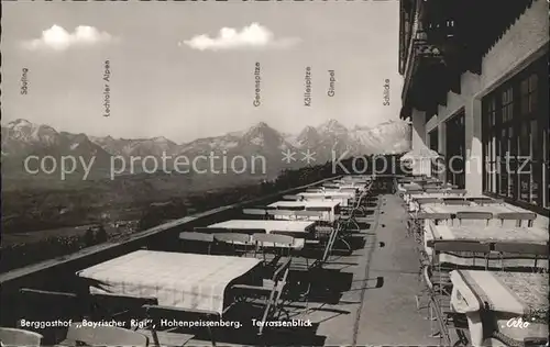 Hohenpeissenberg Berggasthof Bayrischer Rigi Terrasse Rundblick auf Alpen Kat. Hohenpeissenberg