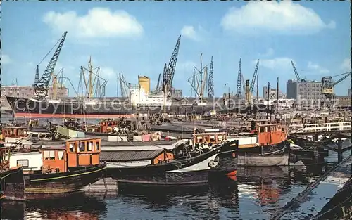 Rotterdam Havengezicht Hafen Fischkutter Frachtschiff Schiffskran Kat. Rotterdam