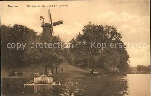 Bremen Stadtgraben und Muehle am Doventor Entenhaus Kat. Bremen