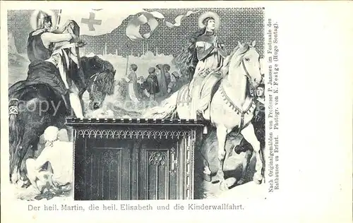 Erfurt Hl. Martin Hl. Elisabeth Kinderwallfahrt Erfurt huldigt dem Koenige von Preussen Gemaelde im Festsaal Rathaus Kat. Erfurt