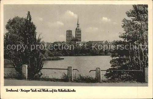 Stralsund Mecklenburg Vorpommern Knieper Teich mit Blick auf die Nikolaikirche Kat. Stralsund