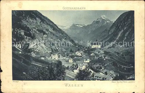 Wassen UR Gesamtansicht mit Alpenpanorama Gotthardbahn Kat. Wassen